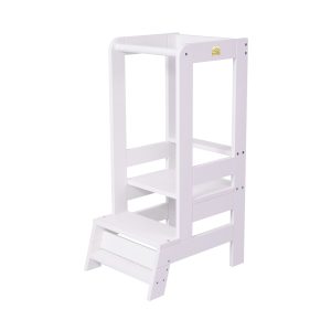 Tour d’Observation Montessori en Bois Aide-cuisinier Blanc
