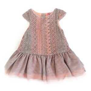 Robe dentelle tulle rose gris bébé fille 9 MOIS ORCHESTRA