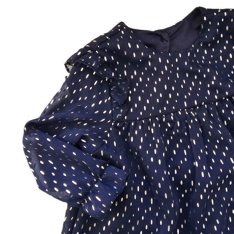 Ensemble Robe + Legging bleu marine doré bébé fille 12 MOIS – Image 2