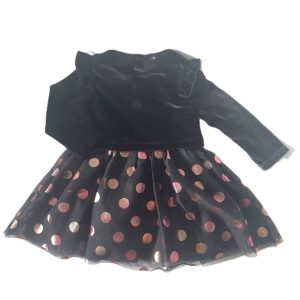 Robe de Fête velours noire tulle pois bébé fille 12 MOIS