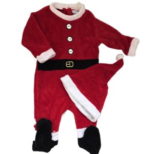 Pyjama de Noël polaire rouge + Bonnet bébé 12 MOIS