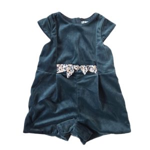 Combishort velours bleu foncé bébé fille 18 MOIS OBAIBI