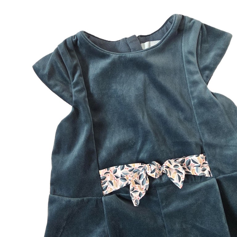 Combishort velours bleu foncé bébé fille 18 MOIS OBAIBI – Image 2