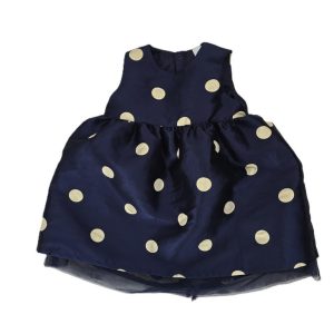 Robe de fête marine à pois dorés et tulle bébé fille 18 MOIS TEX