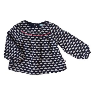Blouse bleu marine blanche bébé fille 24 MOIS OBAIBI