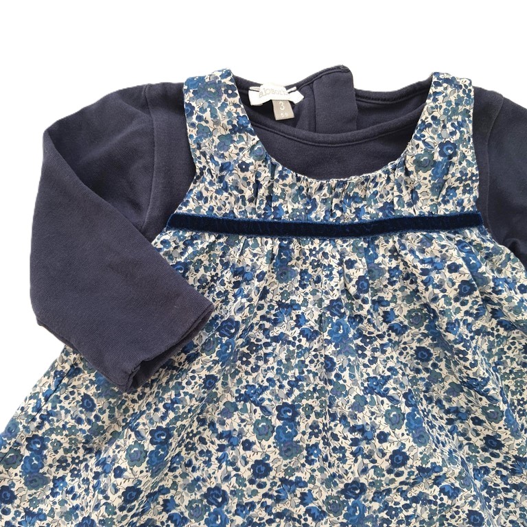 Ensemble combi-robe bleu à fleurs bébé fille 3 MOIS ABSORBA – Image 2
