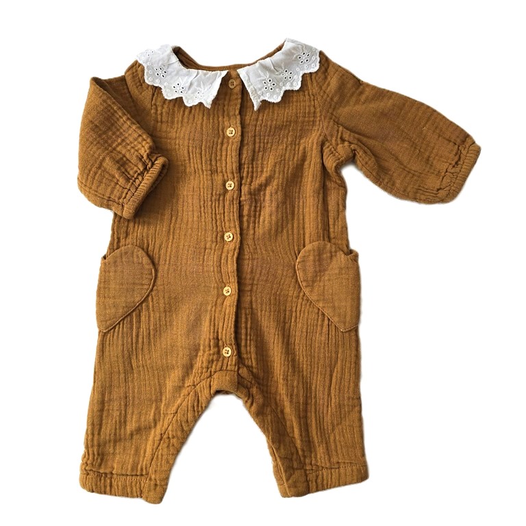 Combinaison moutarde col blanc bébé fille 3 MOIS VERTBAUDET