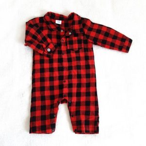 Combinaison carreaux rouge noir bébé garçon 0/3 MOIS