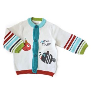 Gilet mailles poisson zèbre bébé garçon 6 MOIS ORCHESTRA
