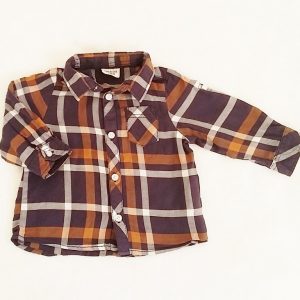 Chemise à carreaux marine marron bébé garçon 6 MOIS TAPE A L&rsquo;OEIL