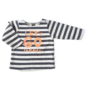 T-shirt rayé gris orange bébé garçon 6 MOIS TAPE A L&rsquo;OEIL