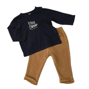 Ensemble pantalon marron + T-shirt bébé garçon 9 MOIS KIABI
