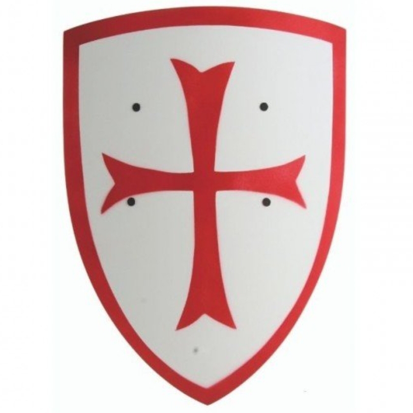 Bouclier en Bois Templier Rouge et Blanc