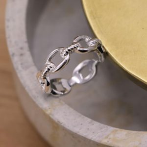 Bague Mailles ovales et cordages alternées