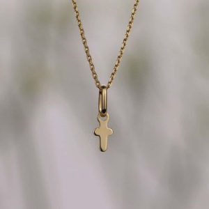 Médaille de baptême Mini Croix latine en Or jaune 18 carats