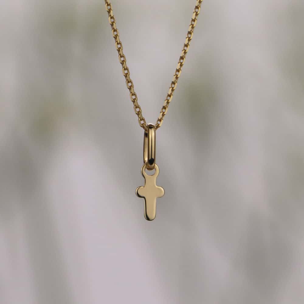 Médaille de baptême Mini Croix latine en Or jaune 18 carats