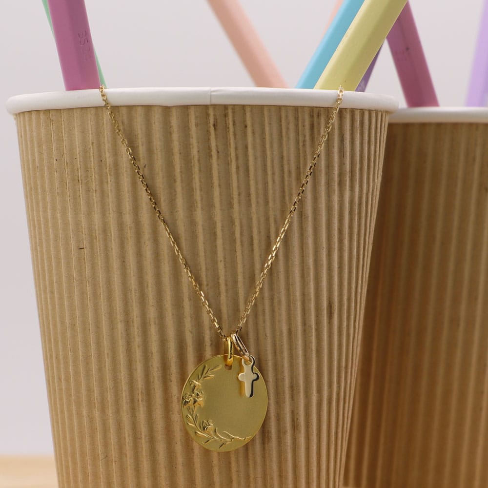 Médaille Fleurs en Or jaune 18 carats – Image 3