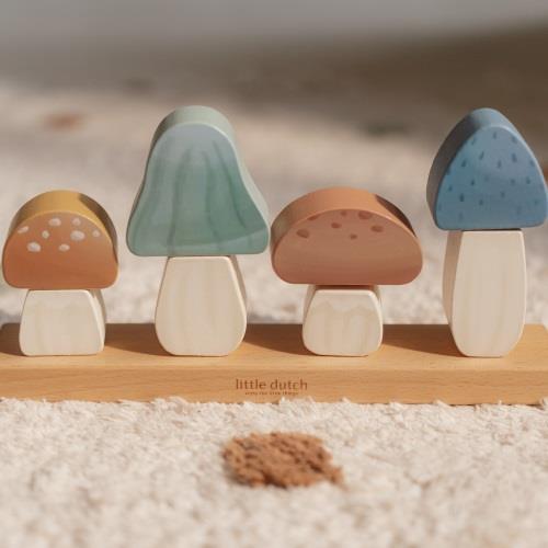 Collection Forêt – Empilable en Bois Champignons Bleu – Image 3