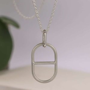 Collier pendentif grande maille marine mate en Argent massif