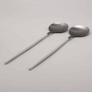 Couverts à salade en Acier brossé blanc