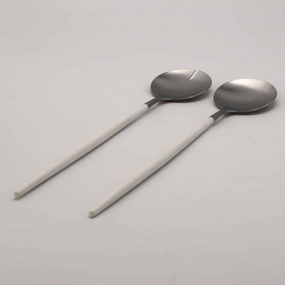 Couverts à salade en Acier brossé blanc