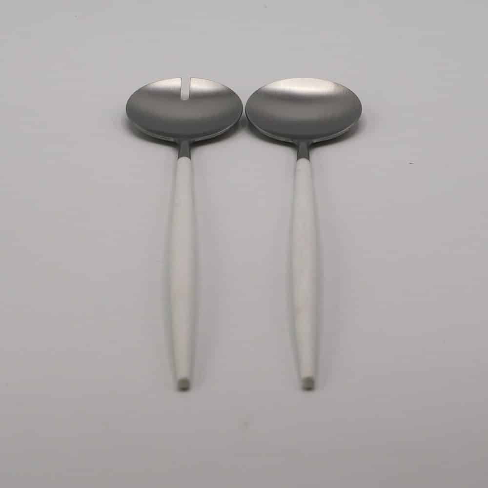 Couverts à salade en Acier brossé blanc – Image 2