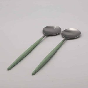 Couverts à salade en Acier brossé Céladon