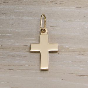 Médaille de baptême Croix unie en Or jaune 18 carats