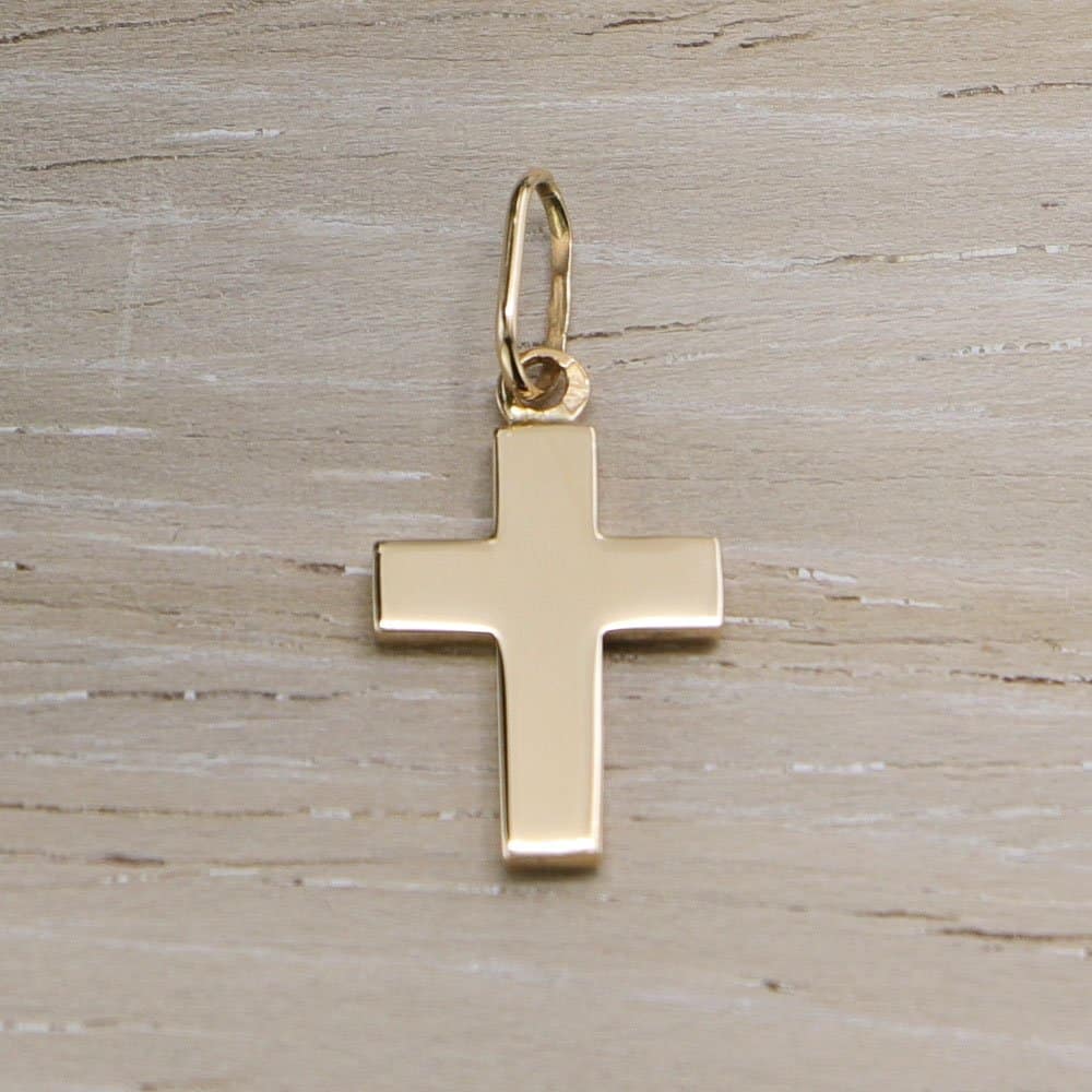 Médaille de baptême Croix unie en Or jaune 18 carats