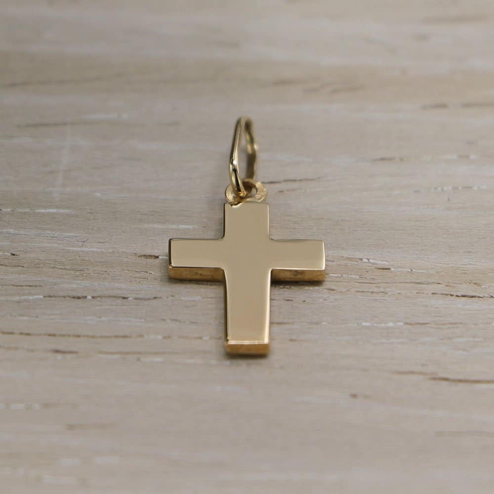 Médaille de baptême Croix unie en Or jaune 18 carats – Image 5