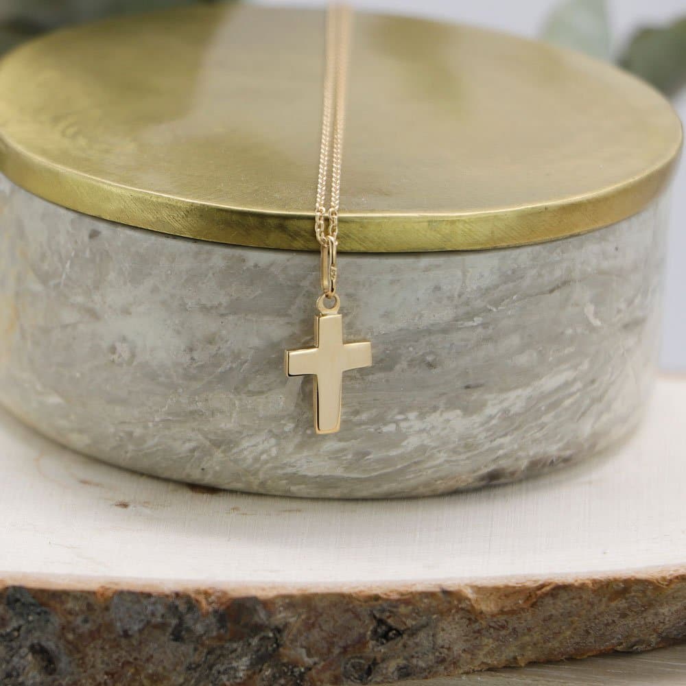 Médaille de baptême Croix unie en Or jaune 18 carats – Image 7