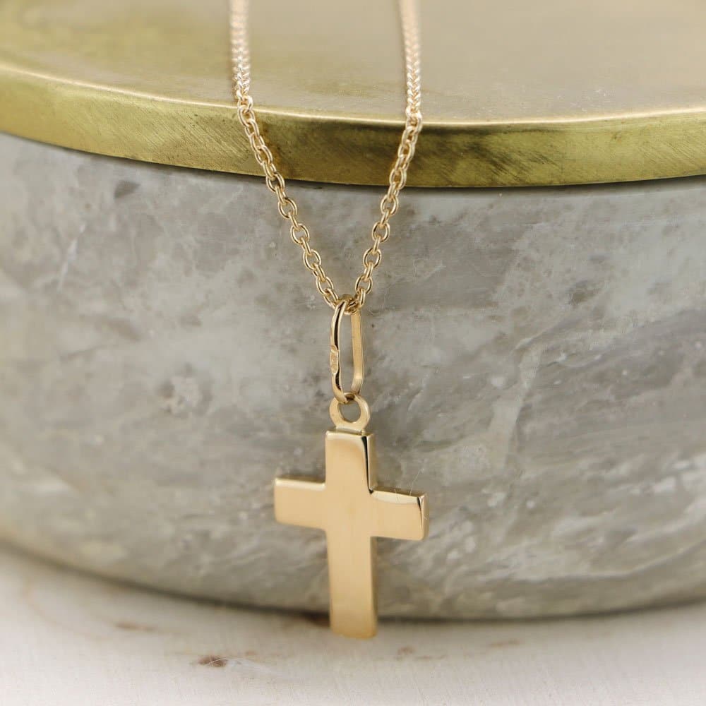 Médaille de baptême Croix unie en Or jaune 18 carats – Image 6