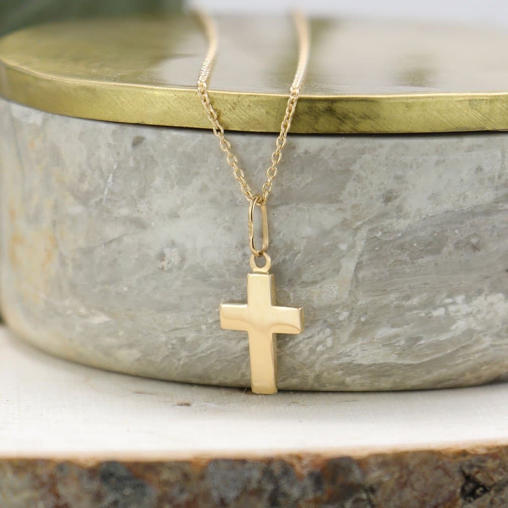 Médaille de baptême Croix unie en Or jaune 18 carats – Image 4