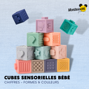 Cubes Sensoriels Montessori Bébé | Chiffres, Formes et Couleurs