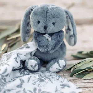 Tartine et Chocolat – Doudou Lapin Toile de Jouy Bleu