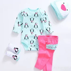 Tenue Bébé Reborn Pingouin Ciel