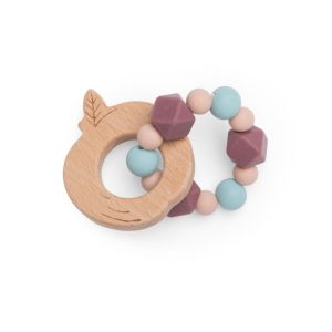 MR – Hochet de Dentition en Bois et Silicone Pomme