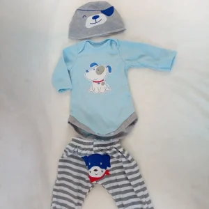 Tenue Bébé Reborn Chien Rayures