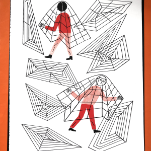 Risographie – Toile d&rsquo;araignée rouge