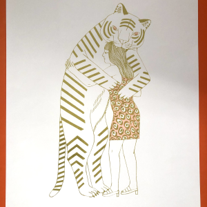 Risographie – Câlin tigre doré