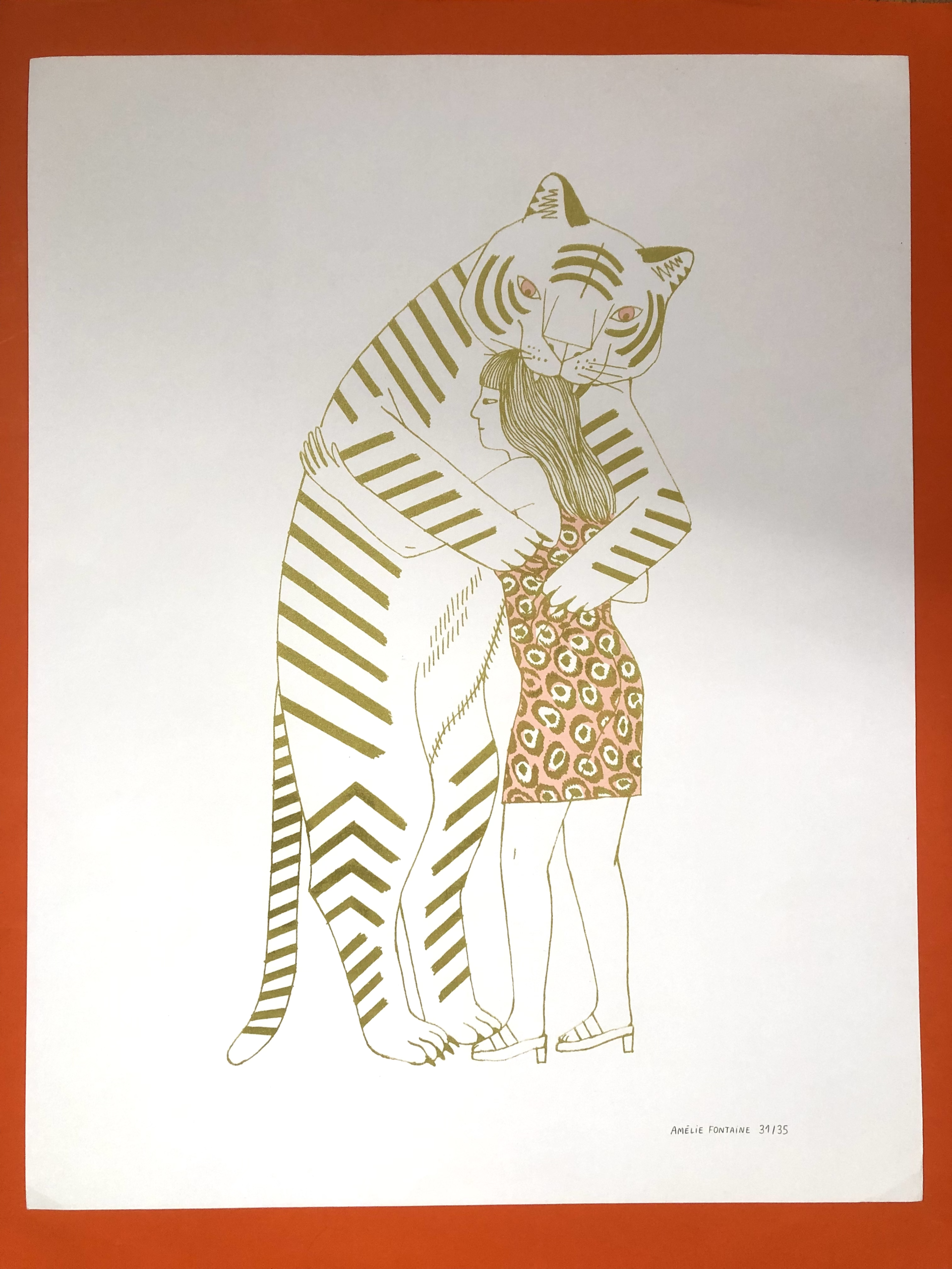 Risographie – Câlin tigre doré