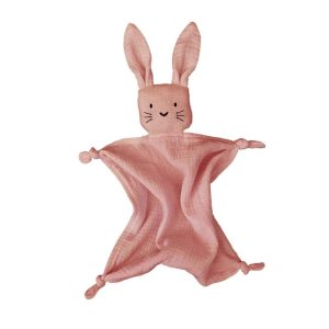 Bio Doudou Lapin Voile de Coton Rose