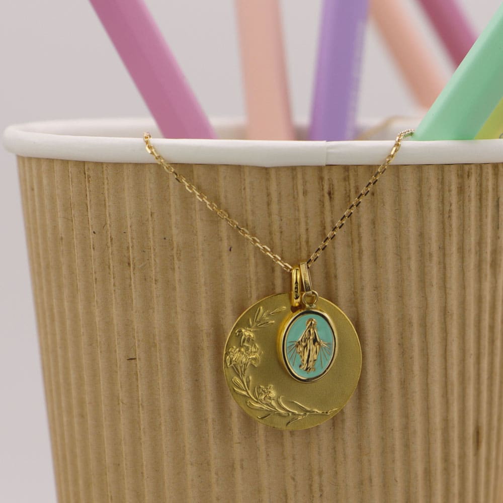 Médaille Fleurs en Or jaune 18 carats – Image 6