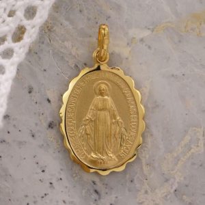 Médaille Miraculeuse dentelée en Or jaune 9K