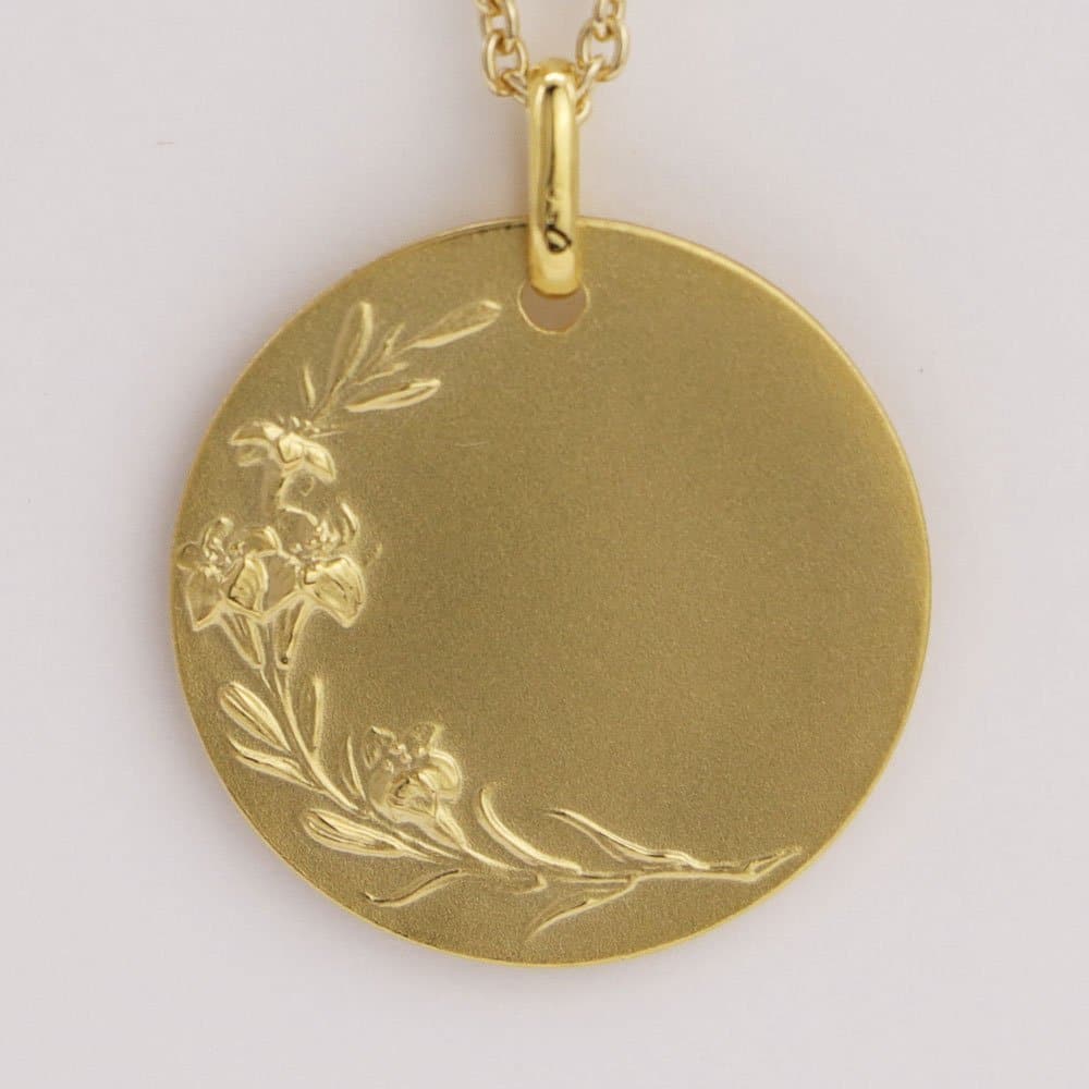 Médaille Fleurs en Or jaune 18 carats
