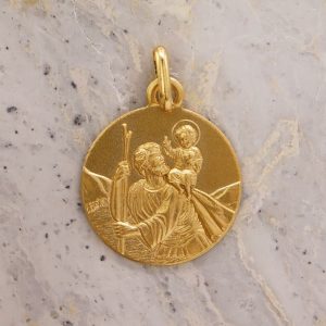 Médaille de baptême Saint-Christophe en Or jaune 18 carats