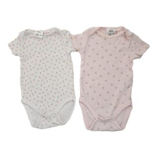 Lot de 2 body rose et blanc fleurs bébé fille 1/3 MOIS ZARA