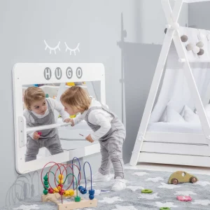 Miroir Montessori pour bébé en blanc 