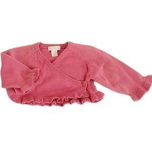 Gilet mailles rose court bébé fille 1 MOIS OBAIBI