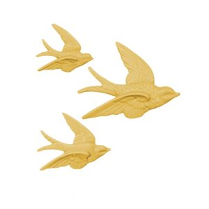 Deco Vintage 3 Oiseaux Moutardes